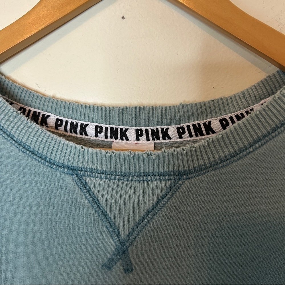 Victoria Secret Pink Blue Green Crewneck Sweatshirt Size M - Picture 6 of 7